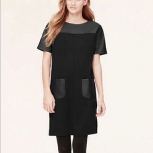 Ann Taylor black leather shift dress